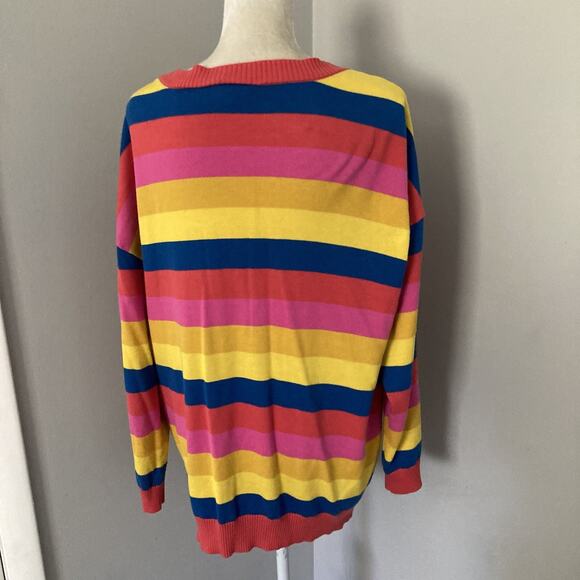 ModCloth x Hello Kitty Nostalgic Candy Heart Buttons Rainbow V-Neck Cardigan XL - Picture 2 of 12